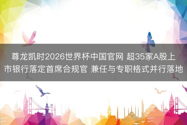 尊龙凯时2026世界杯中国官网 超35家A股上市银行落定首席合规官 兼任与专职格式并行落地