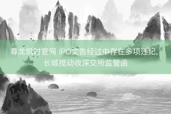 尊龙凯时官网 IPO文告经过中存在多项违纪， 长城搅动收深交所监管函