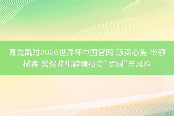 尊龙凯时2026世界杯中国官网 贩卖心焦 带领揽客 警惕监犯跨境投资“罗网”与风险