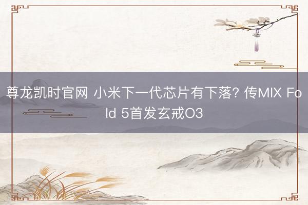 尊龙凯时官网 小米下一代芯片有下落? 传MIX Fold 5首发玄戒O3