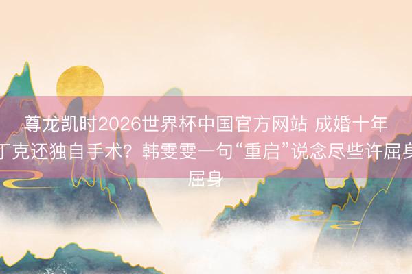 尊龙凯时2026世界杯中国官方网站 成婚十年丁克还独自手术？