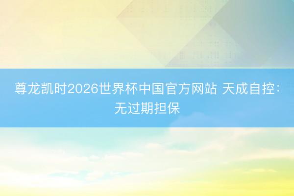 尊龙凯时2026世界杯中国官方网站 天成自控：无过期担保