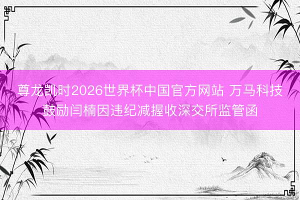 尊龙凯时2026世界杯中国官方网站 万马科技鼓励闫楠因违纪减