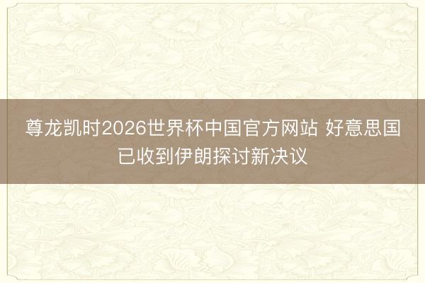 尊龙凯时2026世界杯中国官方网站 好意思国已收到伊朗探讨新决议