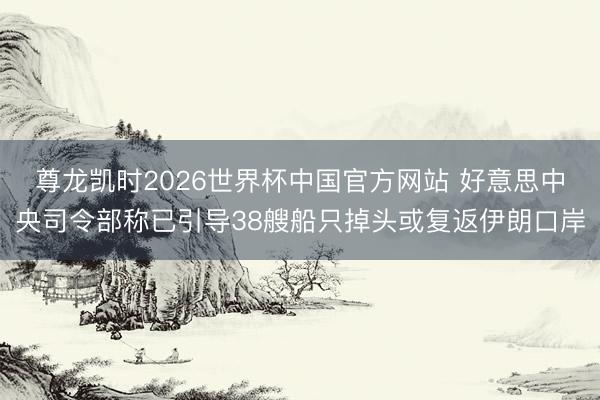 尊龙凯时2026世界杯中国官方网站 好意思中央司令部称已引导38艘船只掉头或复返伊朗口岸