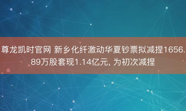 尊龙凯时官网 新乡化纤激动华夏钞票拟减捏1656.89万股套现1.14亿元， 为初次减捏