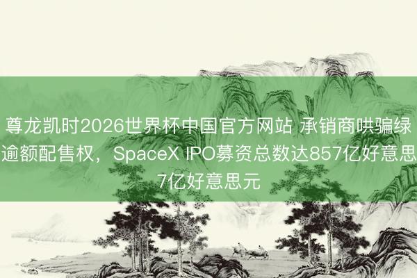 尊龙凯时2026世界杯中国官方网站 承销商哄骗绿鞋逾额配售权，SpaceX IPO募资总数达857亿好意思元