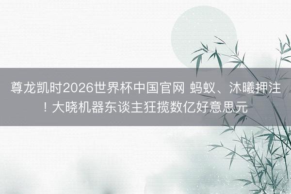 尊龙凯时2026世界杯中国官网 蚂蚁、沐曦押注! 大晓机器东谈主狂揽数亿好意思元