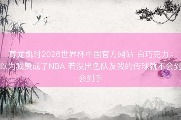 尊龙凯时2026世界杯中国官方网站 白巧克力：不以为我赞成了NBA 若没出色队友我的传球就不会到手