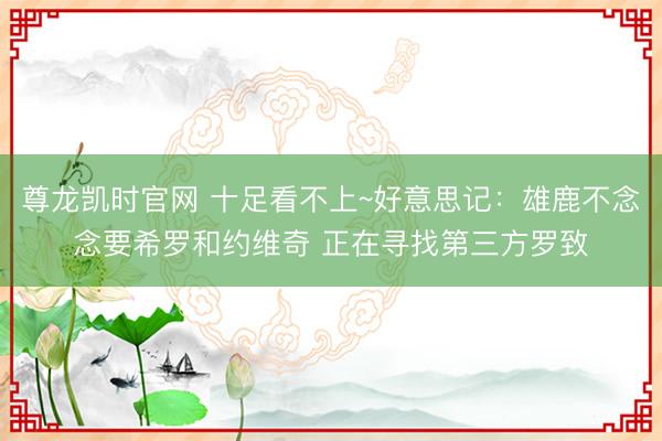 尊龙凯时官网 十足看不上~好意思记：雄鹿不念念要希罗和约维奇 正在寻找第三方罗致