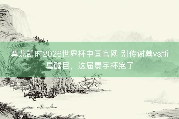 尊龙凯时2026世界杯中国官网 别传谢幕vs新星醒目，这届寰宇杯绝了