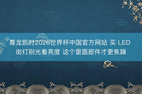 尊龙凯时2026世界杯中国官方网站 买 LED 街灯别光看亮度 这个里面部件才更焦躁