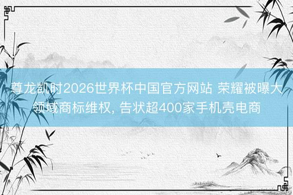 尊龙凯时2026世界杯中国官方网站 荣耀被曝大领域商标维权, 告状超400家手机壳电商